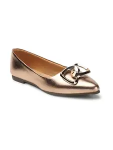 ICONICS Women's Slip On Ballerinas Colour-Gold, Size-UK 4