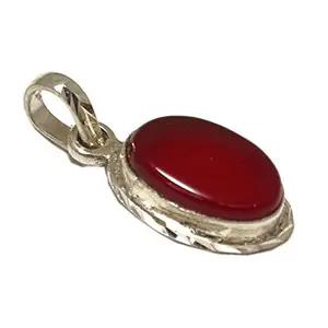 Sahiba Gems Silver/Chandi 12 Carat Natural Orange Yamini Hakik Gemstone Pendant (Locket) for Men and Women