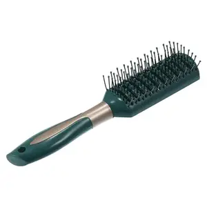 Feelhigh Hair Styling Brush Detangling Brush Anti-Static Massage Hair Brushes Nylon Bristle Pins Blow Drying Detangler Hairbrush for Women of All Hair Types Blackish Green Color (Flat)