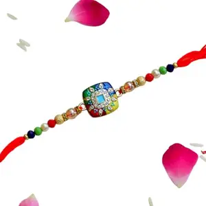 CraftEarth - Crafting Your Curiosity Color Splash Designer Rakhi with Stone-Studded Center – RK-179