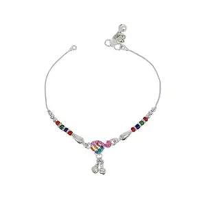 TAYRA Traditional Anklet Ad Cz Colorful Stones Jewelry for Women & Girls