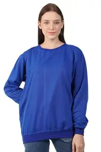 Amazon Brand - Nora Nico Womens Cotton Fleece Oversized Crew Neck Baggy Sweatshirt-Blue, L
