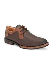 AZZARO BLACK Synthetic Leather Casual Shoes for Men || Lace Up Stylish & Comfort || Lighweight Lace Up's (Brown, 9)