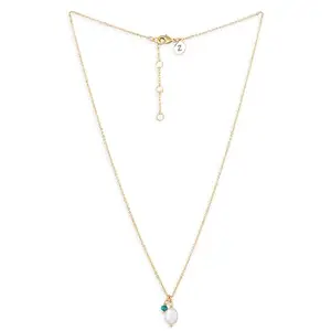 Accessorize Real Gold Plated Green Z 3 Pearl Green Onyx Pendant Necklace-Healing Stone