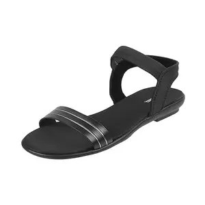 Walkway Women Black Synthetic Flat Comfort Sandal UK/3 EU/36 (33-276)