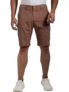 Thomas Scott Men's | Regular Fit | 100% Cotton | Solid | Breathable Lightweight | 6-Pocket Cargo Shorts | Cricket Club Collection