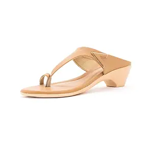 Khadim's Women Beige Heel Slip-On for Women-5 UK