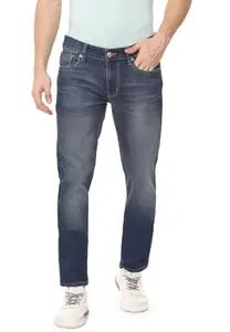 Numero Uno Mens Solid Navy Blue Stretchable Sustainable Jeans