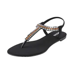 Mochi Women's Black Fashion Sandals-5 UK (38 EU) (33-877)