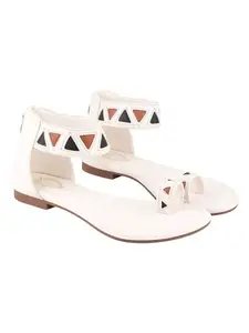 Shoetopia Women’s Black Flat Sandals | Stylish Ankle Strap Toe Ring Flats with Geometric Design | Comfortable Casual & Ethnic Footwear EU41