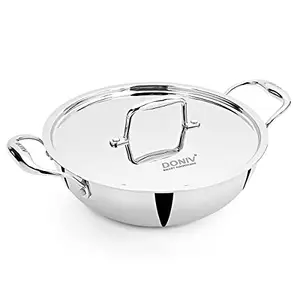 Doniv Titanium Triply Stainless Steel Induction & Gas Compatible Kadhai with Steel Lid, Diameter 20 cm / Capacity 1.65 Litre price in India.