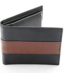 Laps of Luxury ® Men's Leather Wallet in Premium Black Colour with Brown Lining