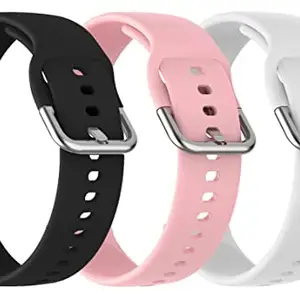 AONES Pack of 3 Silicone Belt Watch Strap with Metal Buckle Compatible for Emporio Armani Art3000 Watch Strap Black, Light Pink, White