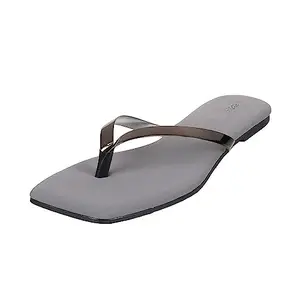 Mochi Women Silver Synthetic Leather Thong Chappal UK/4 EU/37 (32-425)