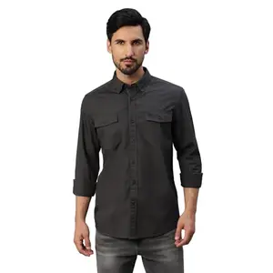 Royal Enfield Men's Regular Fit Shirt (SHS230030_Black