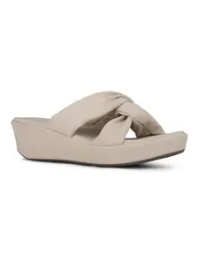 Inc.5 Womens Beige Solid Round Toe Wedge Heel Sandals
