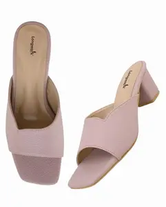 Longwalk Women Heeled Sandals, Slip-On Casual & Formal Office Sandal Peach