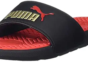 Puma womens Cool Cat Wns Black-High Risk Red-Team Gold Slide Sandal - 6 UK (37101317)