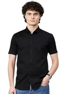 Majestic Man Slim Fit Pure Cotton Half Sleeve Solid Casual Shirt