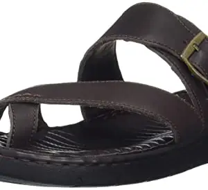 Scholl Men's Buckle Sung Tr Brown Leather Slippers - 7 UK (8764422)