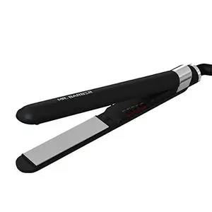 Mr. Barber Straits N Shine 1 Inch Slim Titanium Plates, Professional Hair Straightener - Black Flat Iron