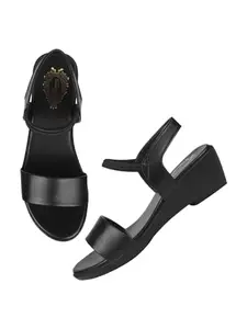 Shoetopia Women's Girls-SND-1282 Wedge Sandal-6 Kids UK (Girls-SND-1282-Black)-EU39