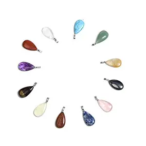 Gempro Genuine Multi Gemstones Set of 12 Drops Chain Pendant Necklace for Women