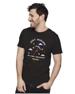 ALLEN BLACK Men's & Women's Regular Fit T-Shirt Just Mining My Own Business 100% Cotton Unise T-Shirt Black_MININGSD18-Black S Men Round_