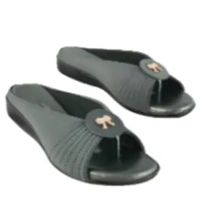 KM FOOTWEAR Women Extra-Soft Comfortable Fancy Slippers Flip Flop (Grey, 8)