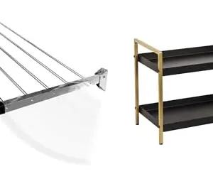 CONCEPT & SOLUTIONS 5 Pipes x 5 Feet - Foldable Wall Mounted Cloth Dryer/Clothes Stand (5 Pipes, 3 feet) and Metal || 2 Tier Multipurpose Countertop Organizer Rack || Multishelf Storage Stand Combo Pack|CS-462