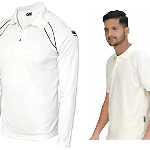 GM 7205 Full Sleeve Cricket T-Shirt Size-Large (White/Navy) 7205 Half Sleeve Cricket T-Shirt Size-Large (White/Navy)