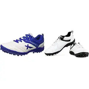 Vector X Blaster Cricket Shoes (White-Blue) (9) Blast Cricket Shoes, Men's UK 9 (White/Black)