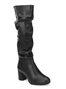 Delize Women's Black Knee Boots (Black, Numeric_5)