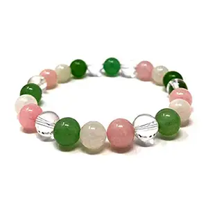 ASTROGHAR Clear Quartz Rose Quartz & Green Aventurine 8 mm Stretch Bracelet