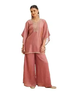 MOKOSH Women’s Silk Kaftan With Spaghetti Blouse And Palazzo | Party & Wedding Ethnic Suit Set for Women
