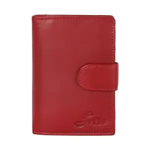 Jeffe Genuine Leather RFID Protected Unisex Wallet with Coin Pocket & Card Slots | Stylish & Compact Soft Leather Wallet for Women (Red)