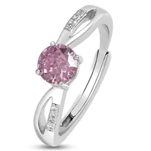 ZAVYA 925 Sterling Silver Rhodium Plated Lustrous Solitaire Ring | Gift for Women & Girls | 1 Year Plating Warranty