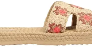 Max Women Embroidered Sliders(Beige_40)