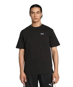 Puma Men's Solid Regular Fit T-Shirt (624772_Black