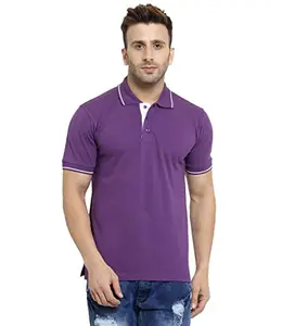 Scott International Polo T-Shirts for Men - Collar Neck, Half Sleeves, Cotton, Regular fit Stylish Branded Solid Plain Tshirt for Men- Ultra Soft, Comfortable, Lightweight Polo T-Shirt Purple