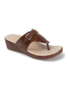 Carlton London Women Brown Comfortable Casual Wear, Outdoor, Party and Formal Wear sandal with Wedge Heels (36)