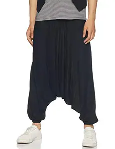 TINSIE Men's and Women's Loose Fit Harem Pant (TS_TROUSER_102, Black, Free Size)