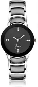 SPINOZA Black Attractive Strap Design with Style Eye Catchy dial Design Womens Wrist Watch-(PO1).(P_C_B_9024) (Silver)