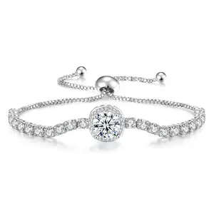 Peora Silver Plated Cubic Zirconia Studded Adjustable Charm Bracelet Stylish Fashion Jewellery for Women & Girls
