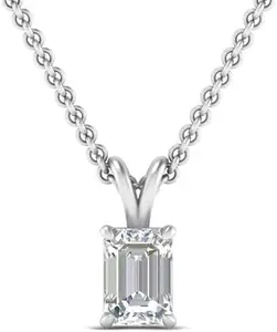 ZALKARI 1.25 Carat Emerald Cubic Zirconia Solitaire Pendant Necklace In 925 Sterling Silver For Women | 6 Months Warranty | Valentine Gift For Women & Girls