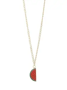 Viraasi Gold Plated Enamel Watermelon Pendant for Women and Girls - Gift for Her