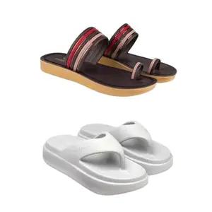 SPORTER Extra Soft Classic Casual wear with Flexibility Technology Heel Combo for Women's/Girl's(6143+6108)(8) Multicolor