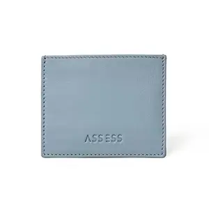 ASSESS Genuine Leather Card Holder for Unisex RFID Protected Credit Debit Card Holder Slim Business Wallet for Men and Women with Gift Box Colour - Sky Blue