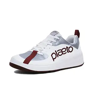 Plaeto Unisex Adult Drift White/Red Running Sports Shoes for Men & Women, 9 UK