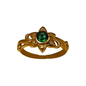 SH Fashions Panchaloha (Impon) Star Based Flower Design Bronze Ruby Ring